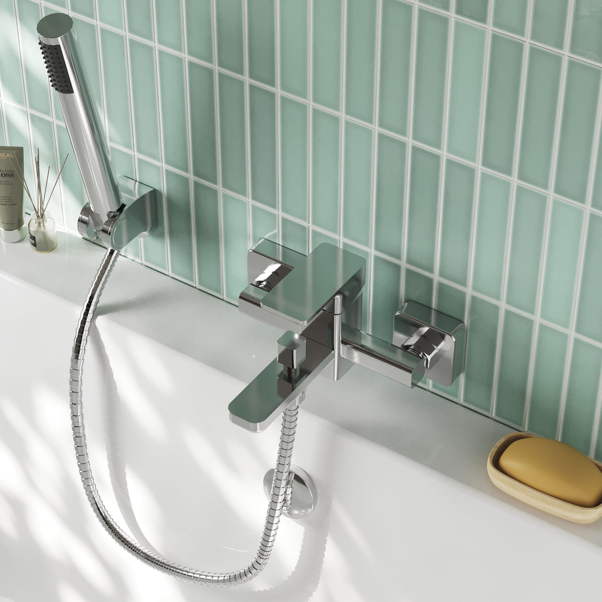 Nuie Windon Wall Mounted Bath Shower Mixer With Kit – Chrome, photo 4
