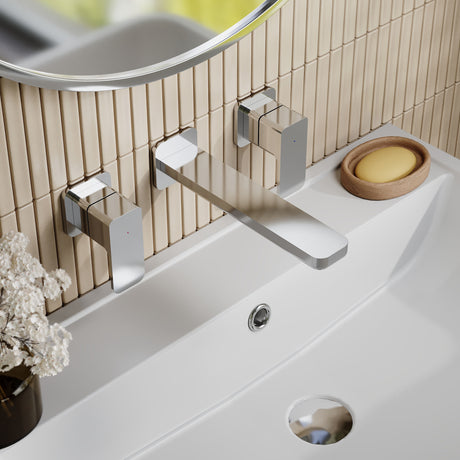 Nuie Windon 3 Tap Hole Wall Mounted Basin Mixer – Chrome, photo 4
