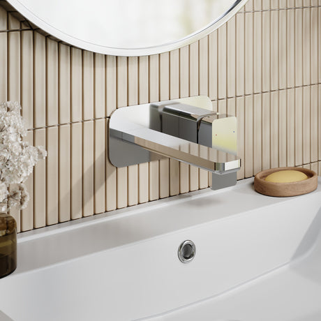 Nuie Windon 2 Tap Hole Wall Mounted Basin Mixer With Plate – Chrome