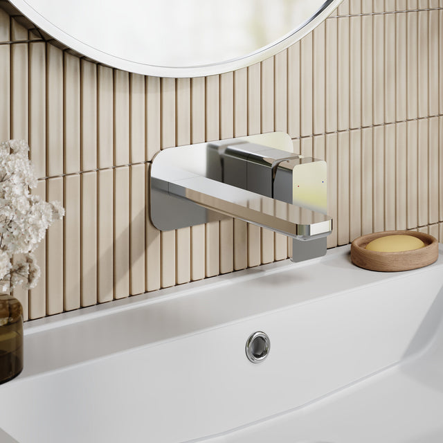 Nuie Windon 2 Tap Hole Wall Mounted Basin Mixer With Plate – Chrome