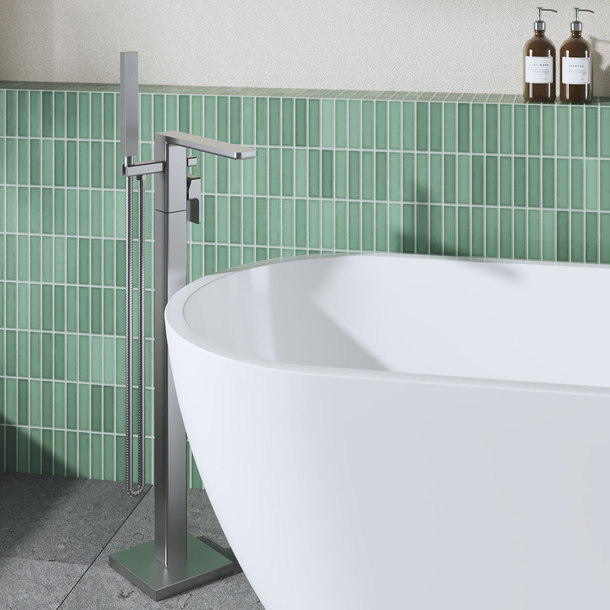 Nuie Windon Freestandning Bath Shower Mixer – Brushed Pewter