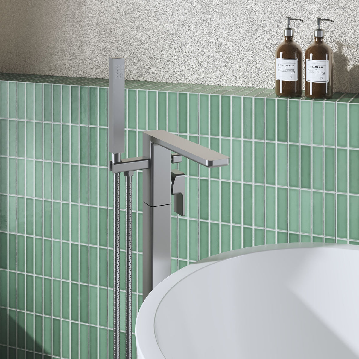 Nuie Windon Freestandning Bath Shower Mixer – Brushed Pewter, photo 4