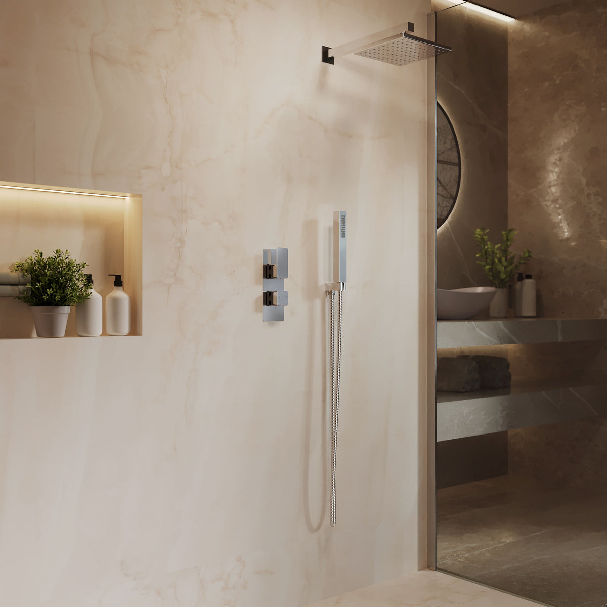 Nuie Windon Twin Thermostatic Shower Valve With Diverter