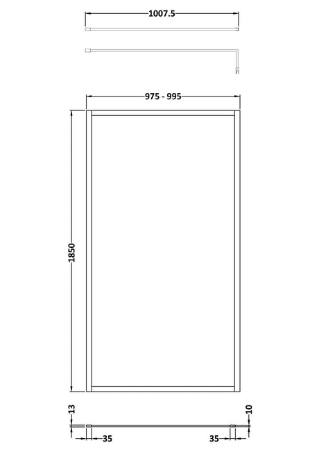 Nuie Outer Frame Wetroom Screen – 700mm, 760mm, 800mm, 900mm, 1000mm, 1100mm, 1200mm & 1400mm, photo 8