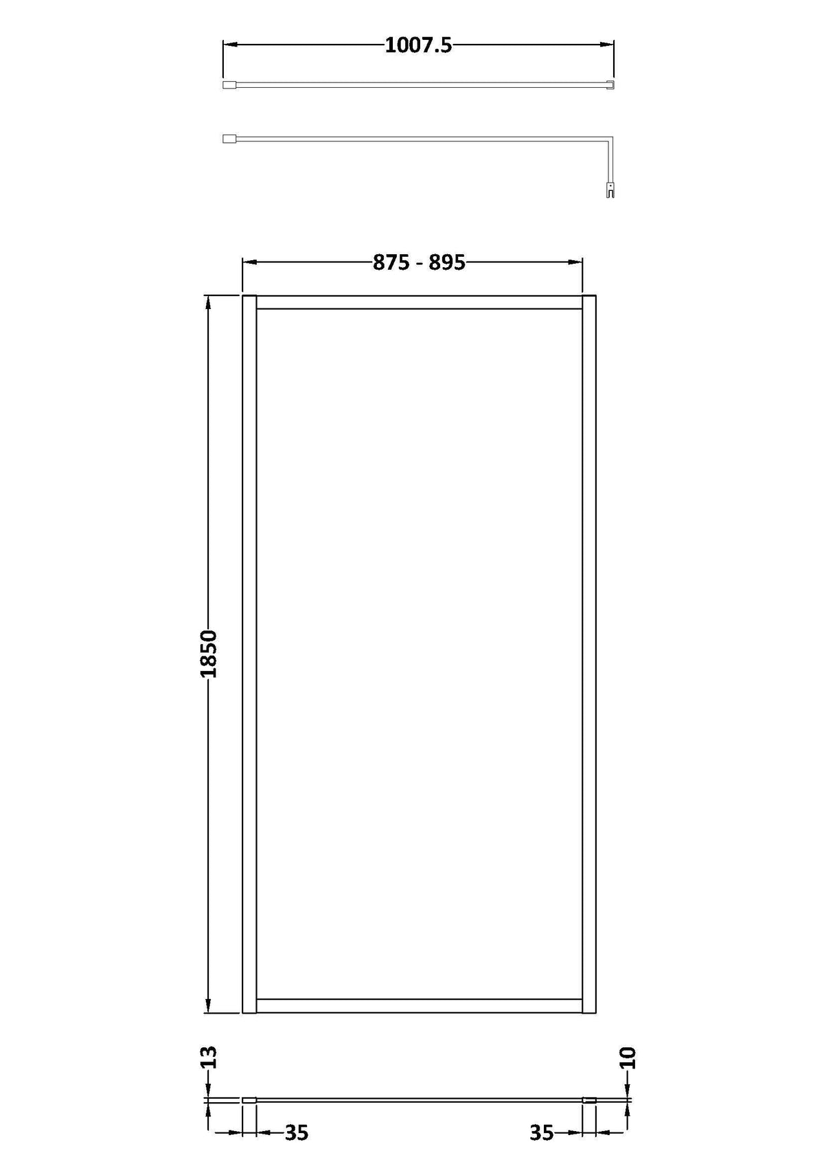 Nuie Outer Frame Wetroom Screen – 700mm, 760mm, 800mm, 900mm, 1000mm, 1100mm, 1200mm & 1400mm, photo 7