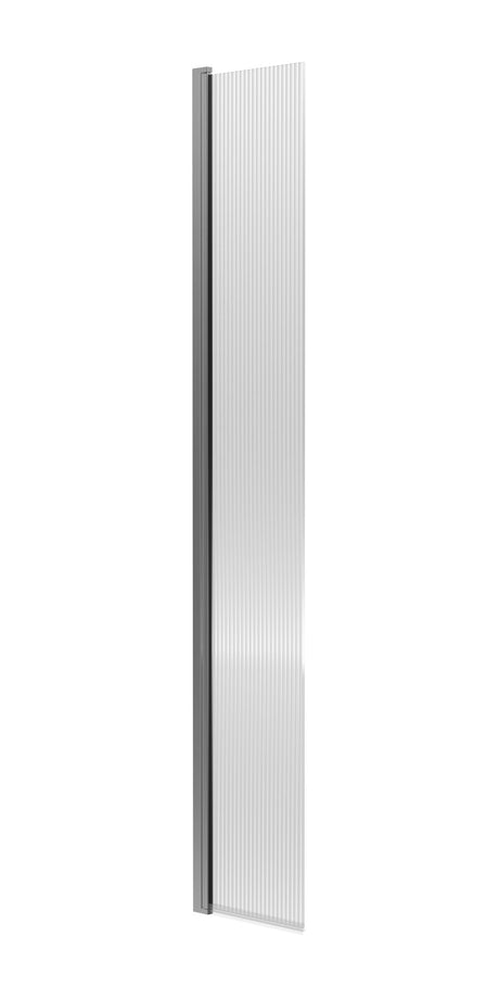Nuie 300mm Fluted Hinged Shower Door With Support Bar – Brushed Pewter