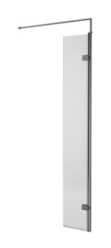 Nuie 300mm Fluted Shower Enclosure With Support Bar – Brushed Pewter