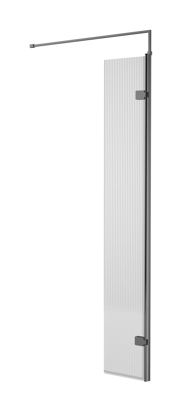 Nuie 300mm Fluted Shower Enclosure With Support Bar – Brushed Pewter
