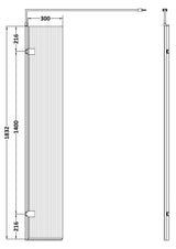 Nuie 300mm Fluted Shower Enclosure With Support Bar – Brushed Pewter, photo 2
