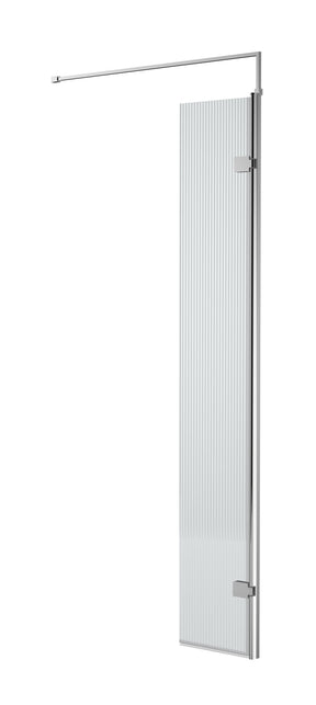 Nuie 320mm Fluted Hinged Wetroom Screen With Support Bar – Chrome