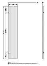Nuie 320mm Fluted Hinged Wetroom Screen With Support Bar – Chrome, photo 2