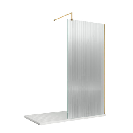 Nuie Semi-Frameless Fluted Wetroom Screen With Support Bar – 800mm, 900mm & 1000mm, photo 5