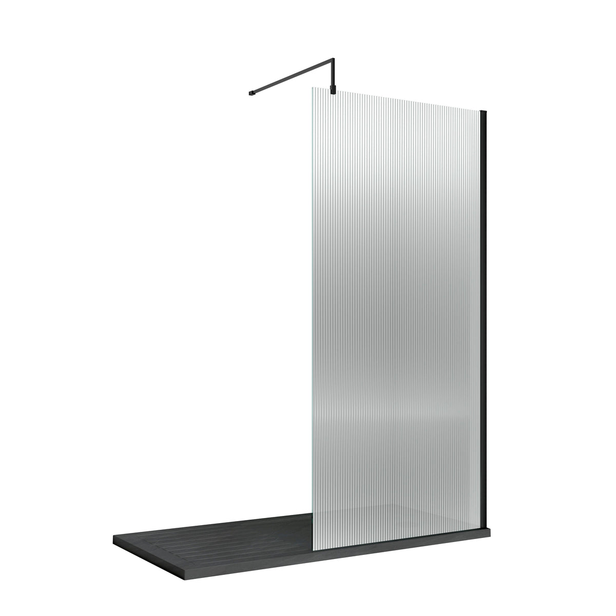 Nuie Semi-Frameless Fluted Wetroom Screen With Support Bar – 800mm, 900mm & 1000mm, photo 3