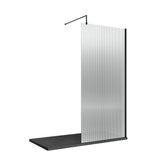 Nuie Semi-Frameless Fluted Wetroom Screen With Support Bar – 800mm, 900mm & 1000mm, photo 3