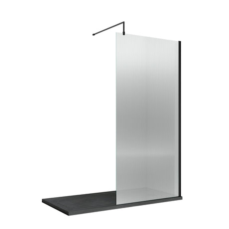 Nuie Semi-Frameless Fluted Wetroom Screen With Support Bar – 800mm, 900mm & 1000mm, photo 3