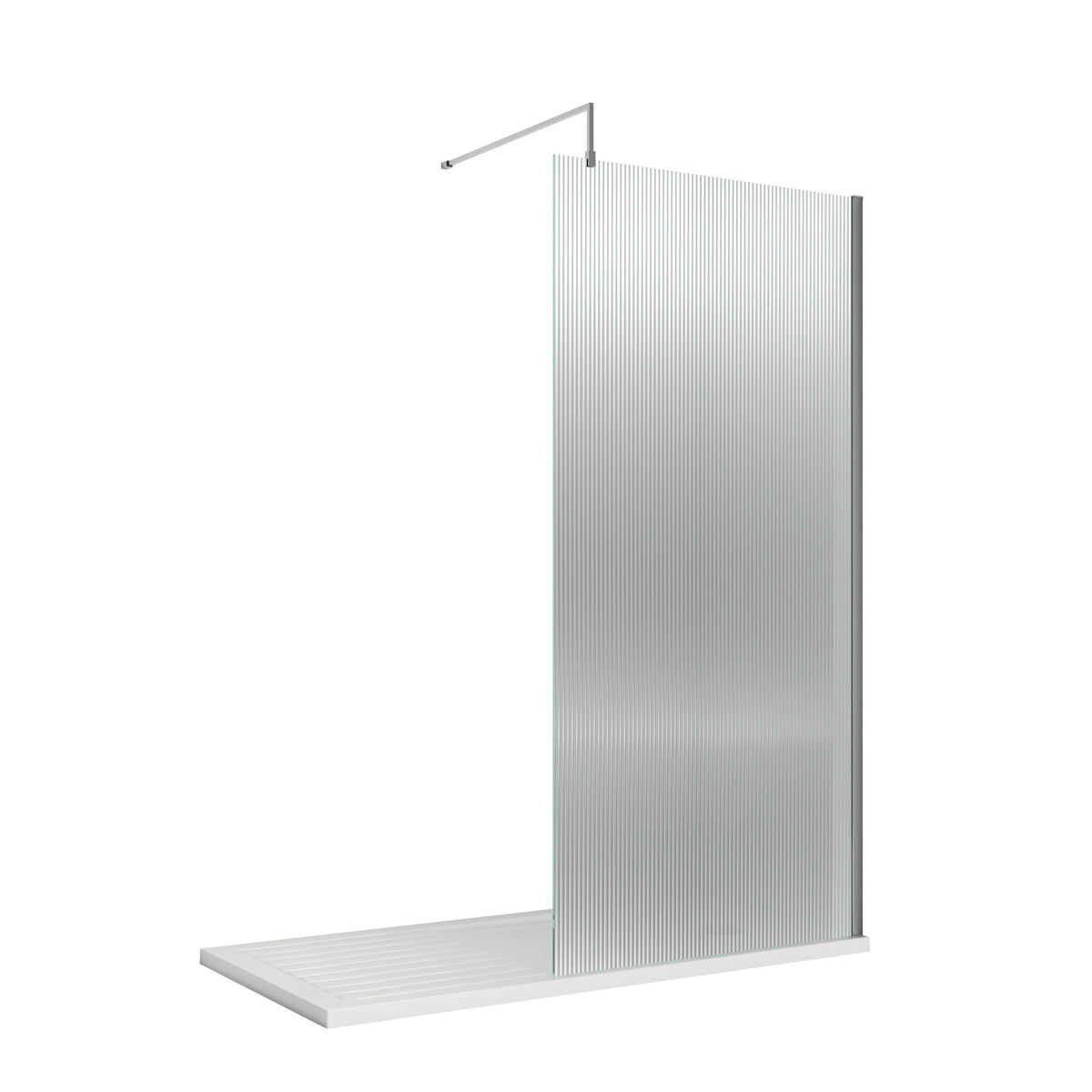 Nuie Semi-Frameless Fluted Wetroom Screen With Support Bar – 800mm, 900mm & 1000mm, photo 2