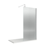 Nuie Semi-Frameless Fluted Wetroom Screen With Support Bar – 800mm, 900mm & 1000mm, photo 2