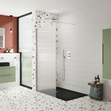 Nuie Semi-Frameless Fluted Wetroom Screen With Support Bar – 800mm, 900mm & 1000mm