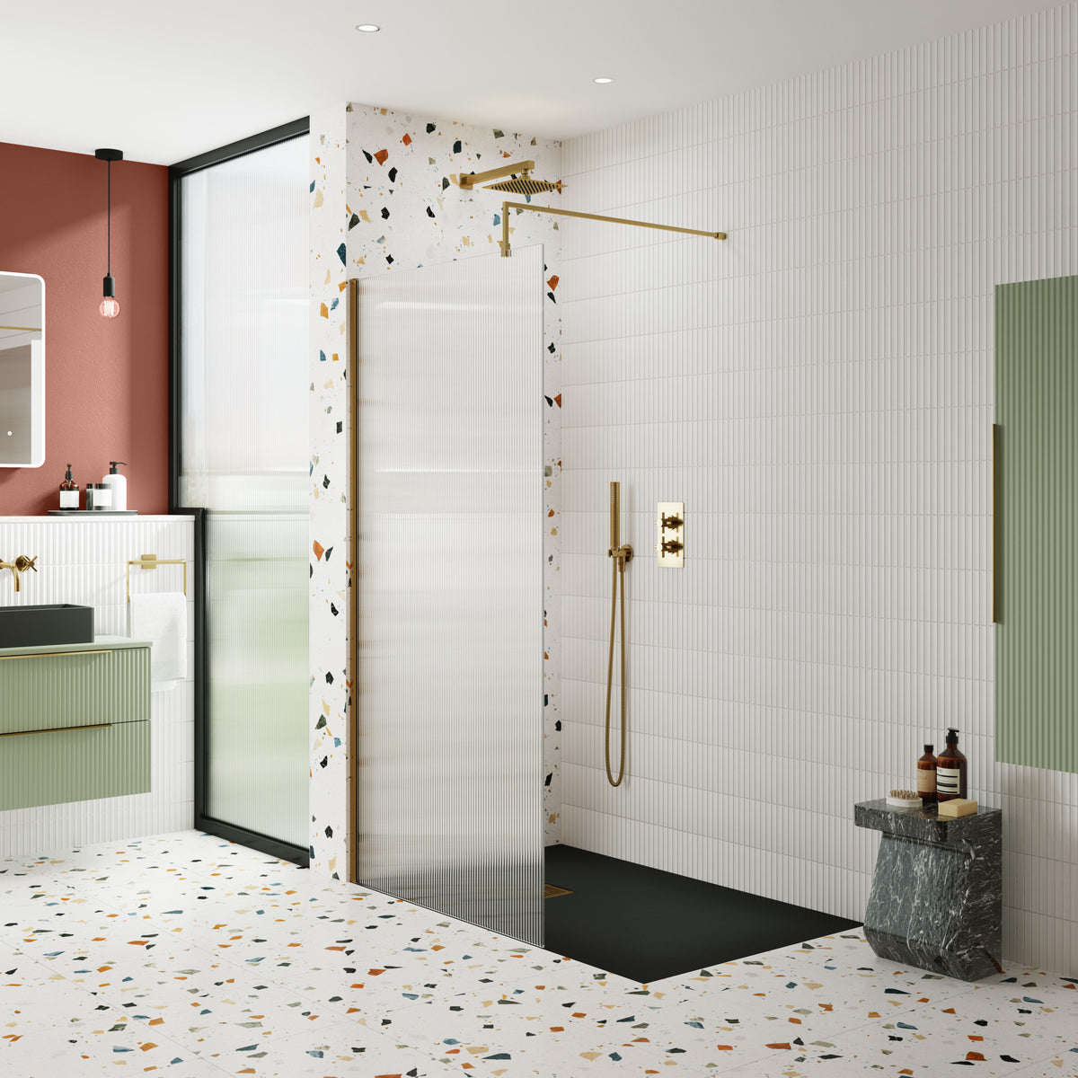 Nuie Semi-Frameless Fluted Wetroom Screen – 850mm, 900mm, 950mm, 1000mm & 1050mm