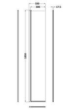 Nuie 300mm Frameless Hinged Wetroom Screen – Brushed Pewter, photo 2