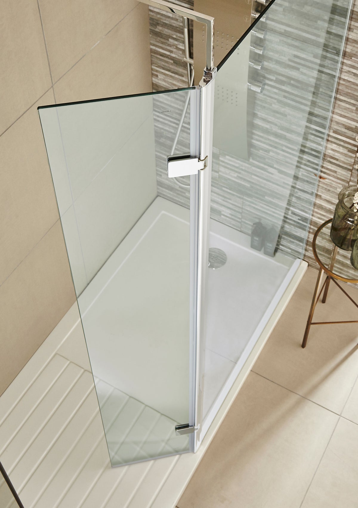 Nuie 320mm Semi-Frameless Hinged Wetroom Screen With Support Bar – Chrome