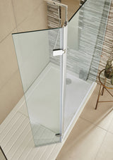 Nuie 320mm Semi-Frameless Hinged Wetroom Screen With Support Bar – Chrome