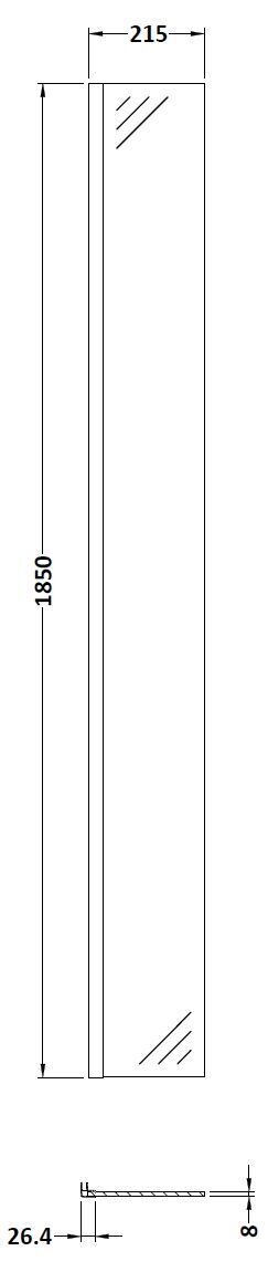 Nuie 200mm Semi-Frameless Wetroom Return Screen – Brushed Brass, photo 2
