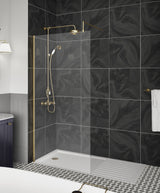 Nuie Semi-Frameless Wetroom Screen With Support Bar – 1850mm High – 320mm, 700mm, 760mm, 800mm, 900mm, 1000mm, 1100mm, 1200mm & 1400mm