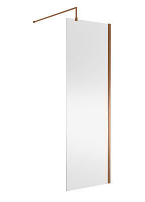 Nuie Semi-Frameless Wetroom Screen With Support Bar – 1850mm High – 700mm, 760mm, 800mm, 900mm, 1000mm, 1100mm, 1200mm & 1400mm