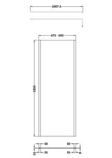 Nuie Semi-Frameless Wetroom Screen With Support Bar – 1850mm High – 700mm, 760mm, 800mm, 900mm, 1000mm, 1100mm, 1200mm & 1400mm, photo 3