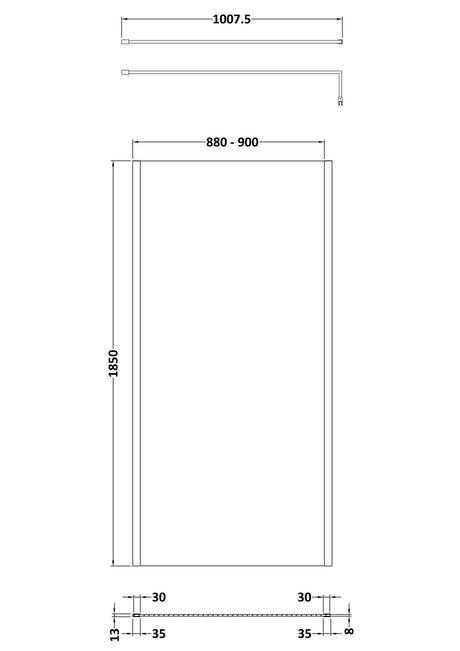 Nuie Outer Frame Wetroom Screen – 700mm, 760mm, 800mm, 900mm, 1000mm, 1100mm, 1200mm & 1400mm, photo 5
