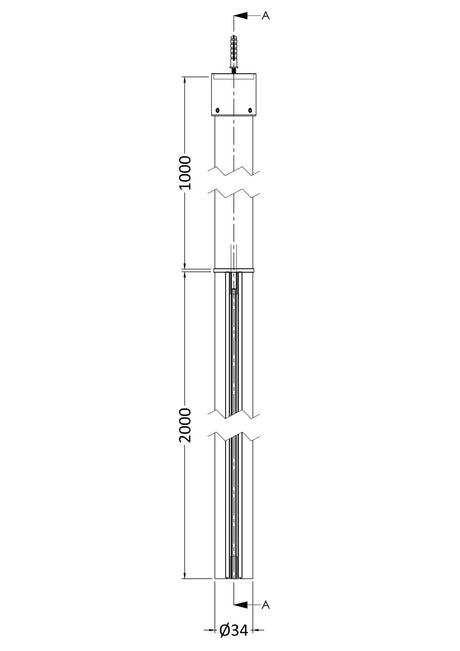 Nuie 3000mm Wetroom Screen Ceiling Post – Chrome, photo 3