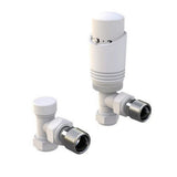 Kartell K-VIT K-Design thermostatic radiator valve twin pack in white gloss – Angled