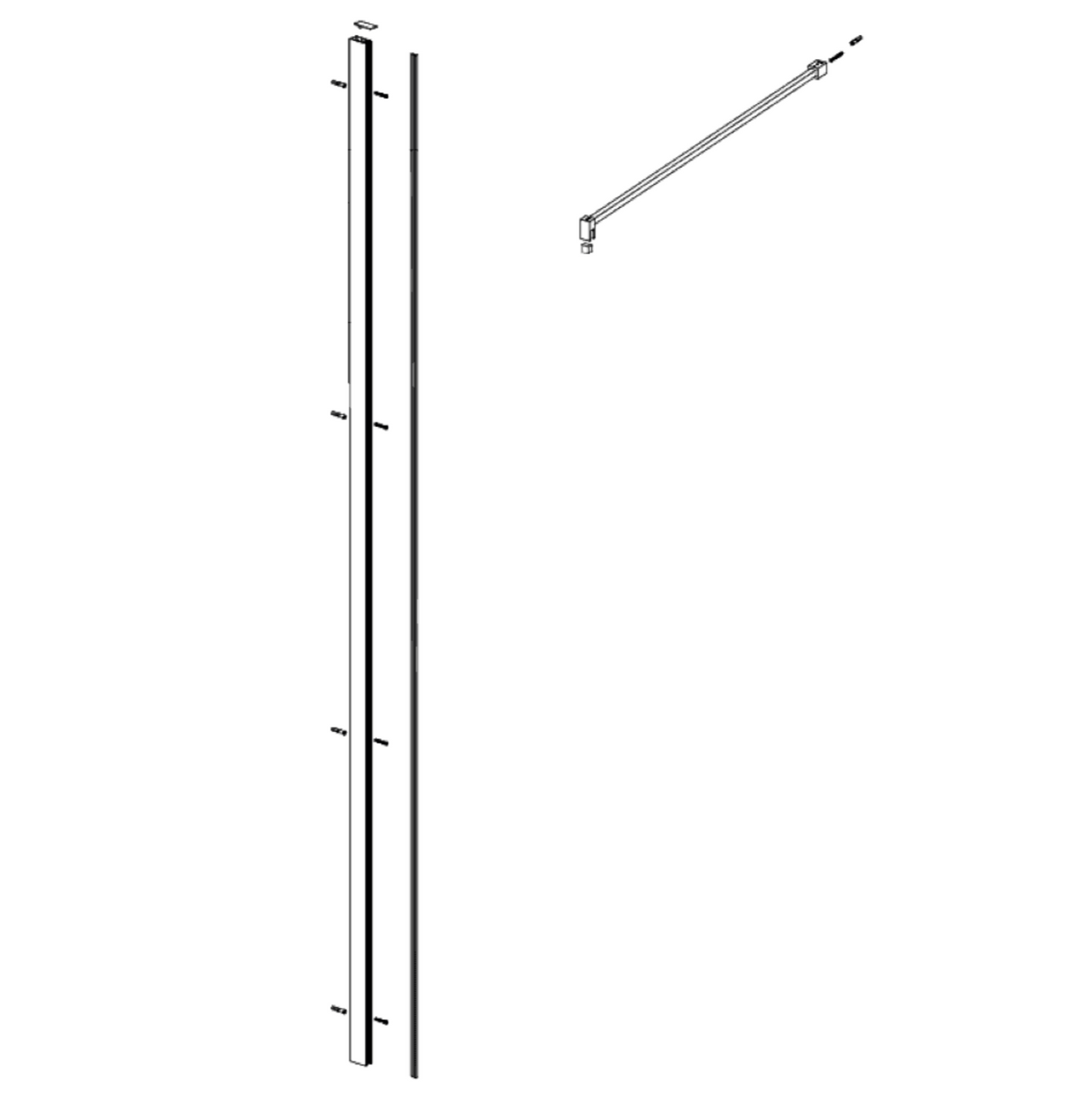 Kartell K-VIT KV8 Wetroom Screen With Profile Kit (Wall Profile & Bracing Bar) Chrome (All Sizes)