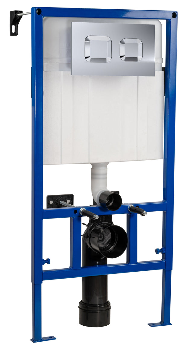 Nuie Mid-Height Dual Flush Concealed Cistern Frame With Square Flush Plate – Chrome