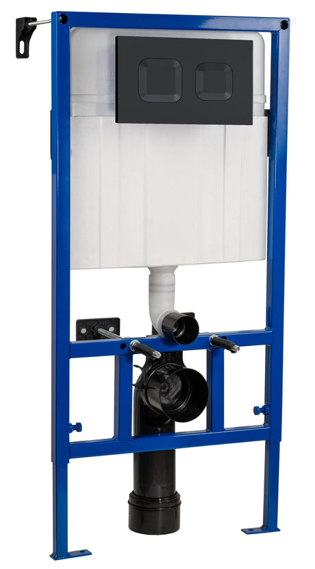 Nuie Mid-Height Dual Flush Concealed Cistern Frame With Square Dual Flush Button – White or Black, photo 2