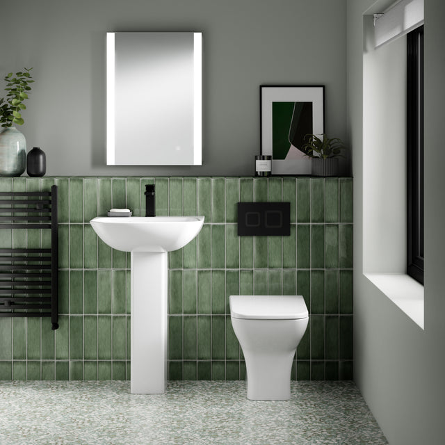 Nuie Concealed Cistern Frame With Square Flush Plate – Matt White, Matt Black or Brushed Brass