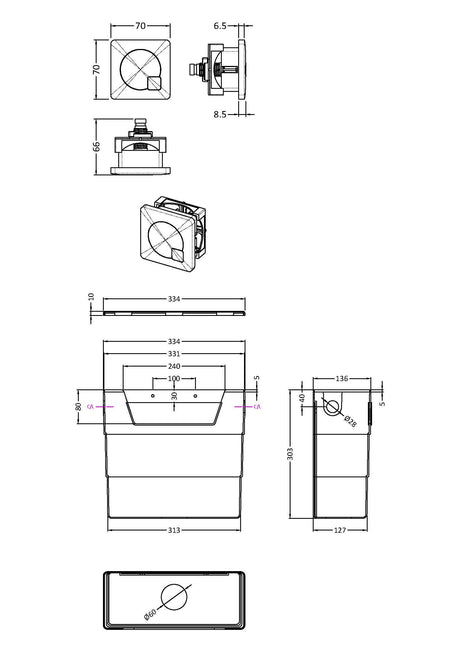 Nuie Concealed Cistern With Contemporary Dual Flush Plate – Chrome, Brushed Brass or Brushed Pewter, photo 4