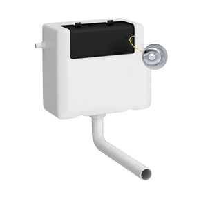 Nuie Universal Access Side Inlet Cistern With Square Traditional Dual Flush Plate – Chrome, Matt Black or Brushed Brass
