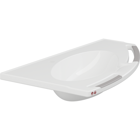 Pressalit MATRIX ANGLE DEEP wash basin with operating buttons, right-facing, without overflow