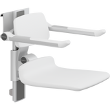 Pressalit PLUS shower seat – 450 mm Manual – Back & Armrests, Standard Seat, White