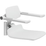 Pressalit PLUS replacement shower seat – 450 mm – Back & Armrests, Standard Seat, White
