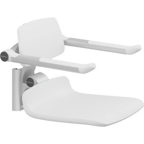 Pressalit PLUS replacement shower seat – 450 mm – Back & Armrests, Standard Seat, White