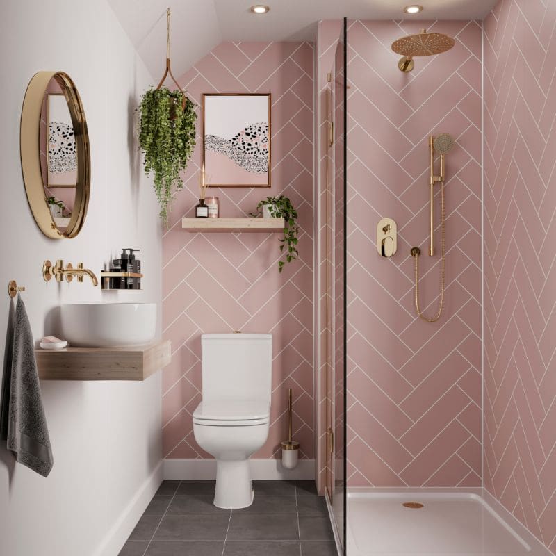 Multipanel Tile Antique Rose Herringbone Bathroom Wall Panel 2400 x 598mm – Matt, photo 2