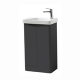 Kartell K-VIT Arc 500mm Floor Standing 2 Door Cloakroom Unit With Ceramic Basin- Matt Graphite (ARCLOAKFS-G FUR455CA)