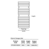 Kartell K-VIT Atlantic 1185 x 500mm Towel Rail – Textured Grey (ATL500-1200A)