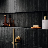 Avalon charcoal rustic matt ceramic finger wall tile 38x235mm