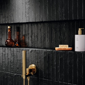 Avalon charcoal rustic matt ceramic finger wall tile 38x235mm