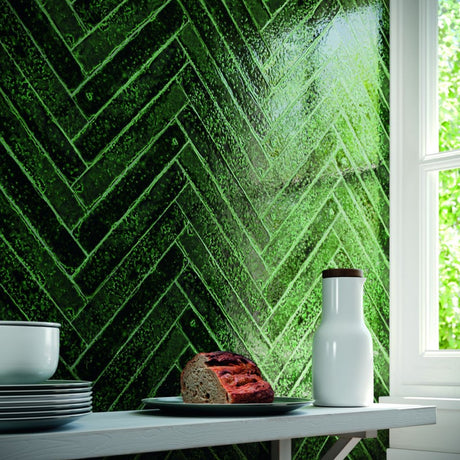 Avalon emerald crackle glaze gloss ceramic finger wall tile 38x235mm