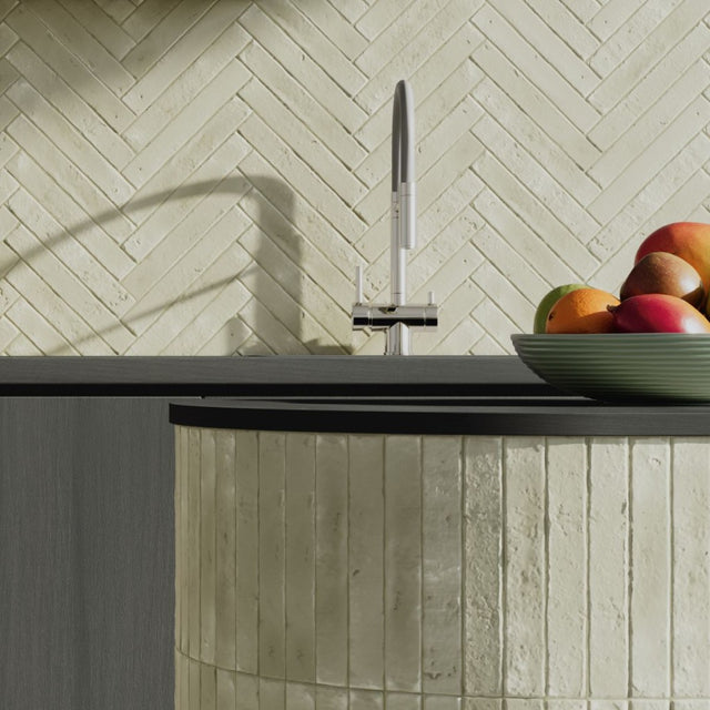 Avalon olive rustic matt ceramic finger wall tile 38x235mm